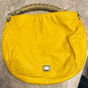 Jimmy Choo Yellow Hobo Bag with Snake Print Handle